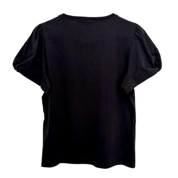 NEW J. CREW J. CREW Vintage jersey puff-sleeve T-shirt in black size small - Picture 2 of 8